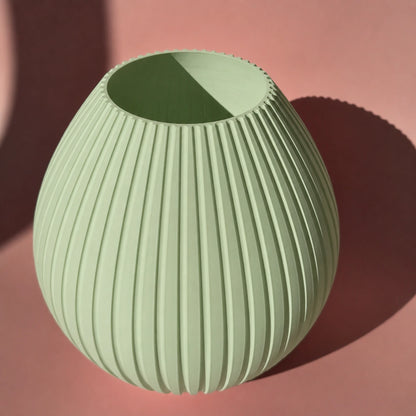 Mintfarbene 3D Druck Vase Liv mit runder Form und Rillen
