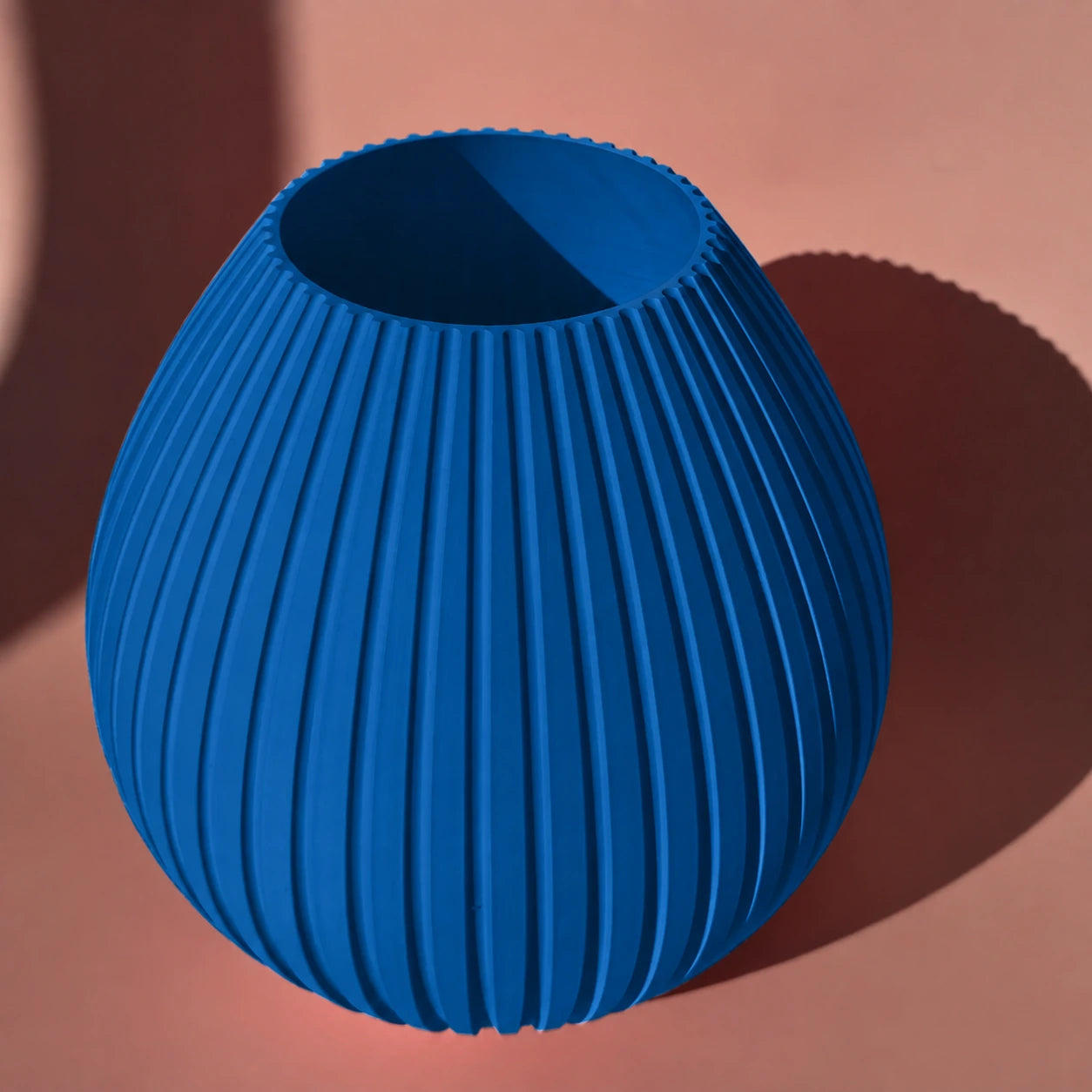 Mittelblaue 3D Druck Vase Liv mit runder Form und Rillen