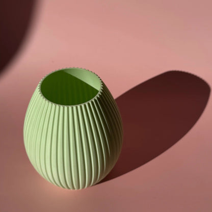 Mintfarbene 3D Druck Vase Liv mit runder Form und Rillen - small