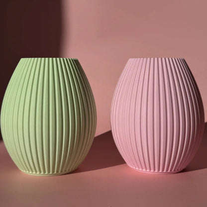 Rosa- und Mintfarbene 3D Druck Vase Liv mit runder Form und Rillen - small