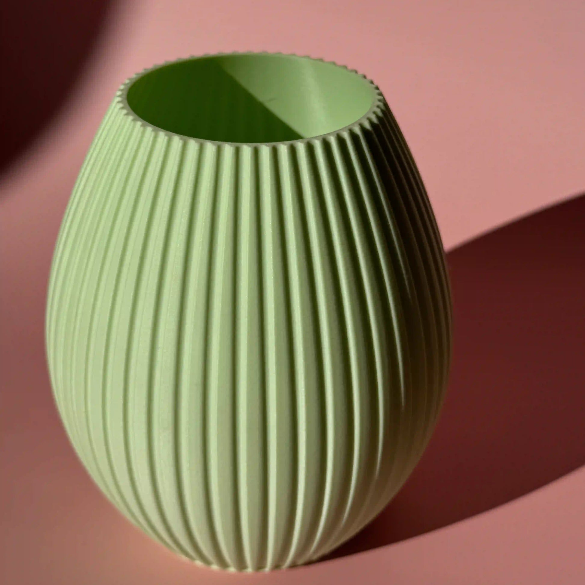 Mintfarbene 3D Druck Vase Liv mit runder Form und Rillen - small