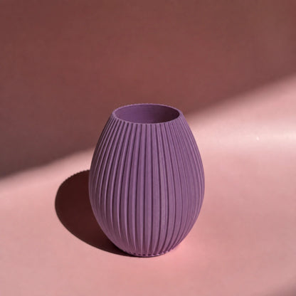 Lila 3D Druck Vase Liv mit runder Form und Rillen - small